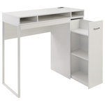 OSP Home Furnishings - Ravel 47"W Desk With Storage, White Finish - A desk designed for your busy life. The Ravel standing desk easily accommodates a quick social media browse, an organized location to pay bills, or a practical work surface for crafts. Simply add a 30" tall stool for comfort and easy access to the side storage bay which provides accessible storage that quickly hides away.