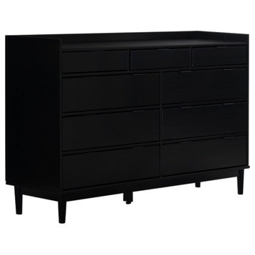 60" Lee 9 Drawer Solid Wood Dresser - Black