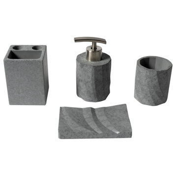 ALFI brand ABCO1019 4 Piece Solid Concrete Gray Matte Bathroom Accessory Set