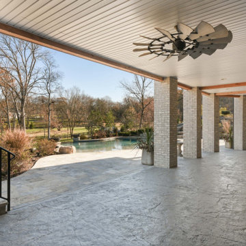 Luxury Modern Farmhouse Resort Pool with Negative Edge & Waterslide