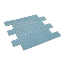 2x4 Glossy Blue Subway Glass Split Faced Mosaic Tiles - Home Accessories & Decor