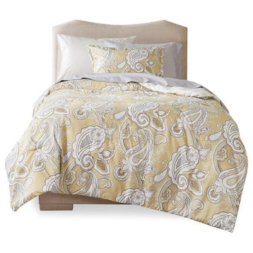 Paisley Print 9 Piece Comforter Set with Sheets Queen Wheat