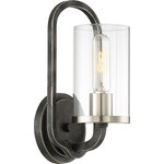 Nuvo Lighting - Sherwood 1 Light Wall Sconce - 1 Light Sherwood Wall Sconce - Iron Black with Brushed Nickel Accents Finish - Clear Glass - Lamp Included