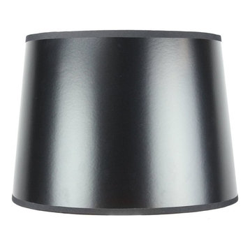 12"x14"x10" Black Parchment Gold-Lined Drum Lampshade