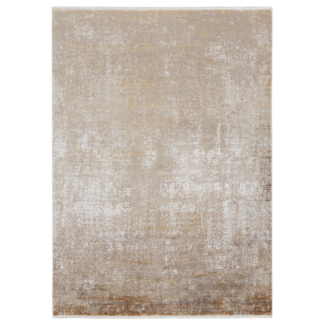 Weave & Wander Lindstra Rug, Taupe/Gold/Ivory, 7ft-9in x 11ft Rug