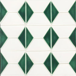MOPI 12x12 Pira Mosaic in T01 Bright White and T29 Emerald Green - Products