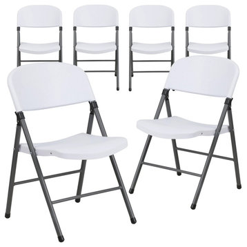 12 Pack Folding Chair, Charcoal Finished Metal Frame With Contoured Seat & Back