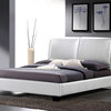 Sabrina White Modern Bed with Overstuffed Headboard, King Size