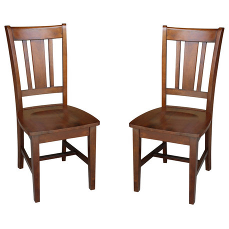 Set of Two San Remo Slat Back Chairs, Espresso