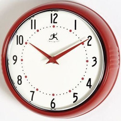 Infinity Instruments Red Retro Round Metal Wall Clock - Wall Clocks