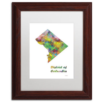 Watson 'District of Columbia State Map-1' Art, Wood Frame, 11"x14", White Matte