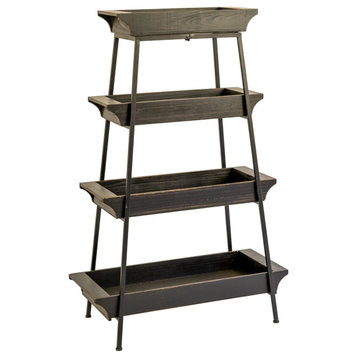 Four Tiered Wood and Iron Display Tower