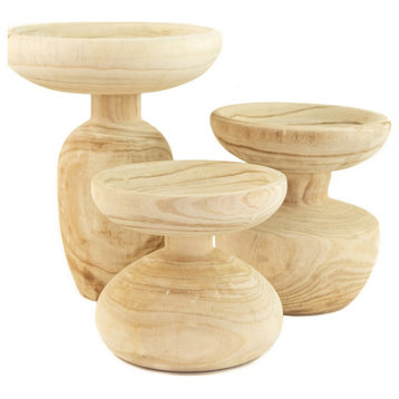 Set of Three Turned Wooden Pedestals