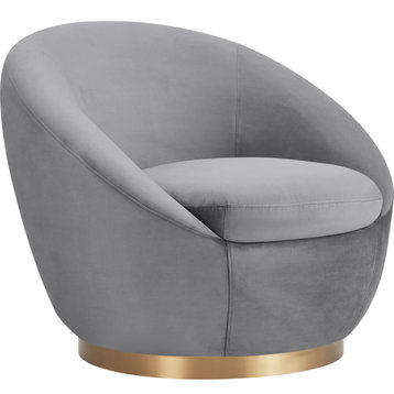 Yves Velvet Swivel Accent Chair Grey