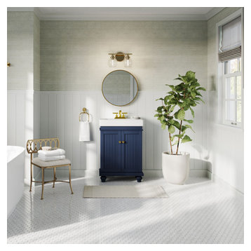 The Monroe Bathroom Vanity, Single Sink, 24", Blue, Freestanding