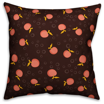 Whimsical Cherry Pattern, Peach Throw Pillow, 16"x16"