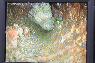 Drain Camera Inspection of the sewer drain pipe