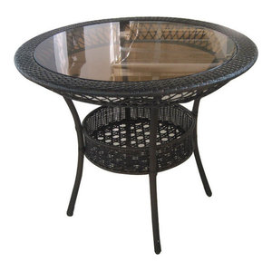Rio Brands 40 Inch Sienna Round Patio Table With Tempered Glass Top, Brown - Transitional ...