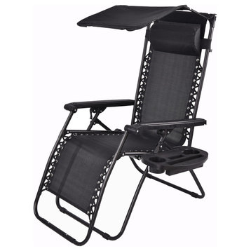 Miles Zero-Gravity Outdoor Lounge Chair, Black
