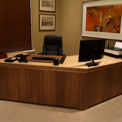 Walnut And Curly Maple Desk - front view - Desks And Hutches