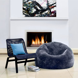 Longwool Sheepskin 6' Filled Beanbag in Steel - Bean Bag Chairs