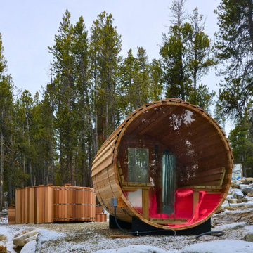 Cedar Sauna & Hot tub Setup