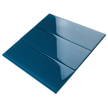 4"x12" Baker Glass Subway Tiles, Set of 3, Turquoise