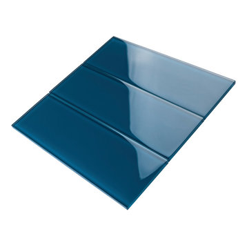 4"x12" Baker Glass Subway Tiles, Set of 3, Turquoise