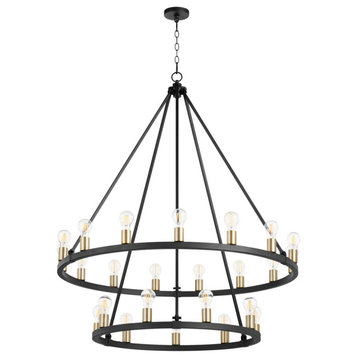 Paxton Transitional Chandelier in Noir with Aged Brass