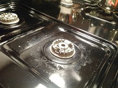 Is there hope in removing water stains from black metal stove top?