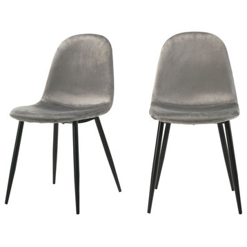 Isadora Side Chair, Light Gray Velvet, Set of 2, 3A Packing