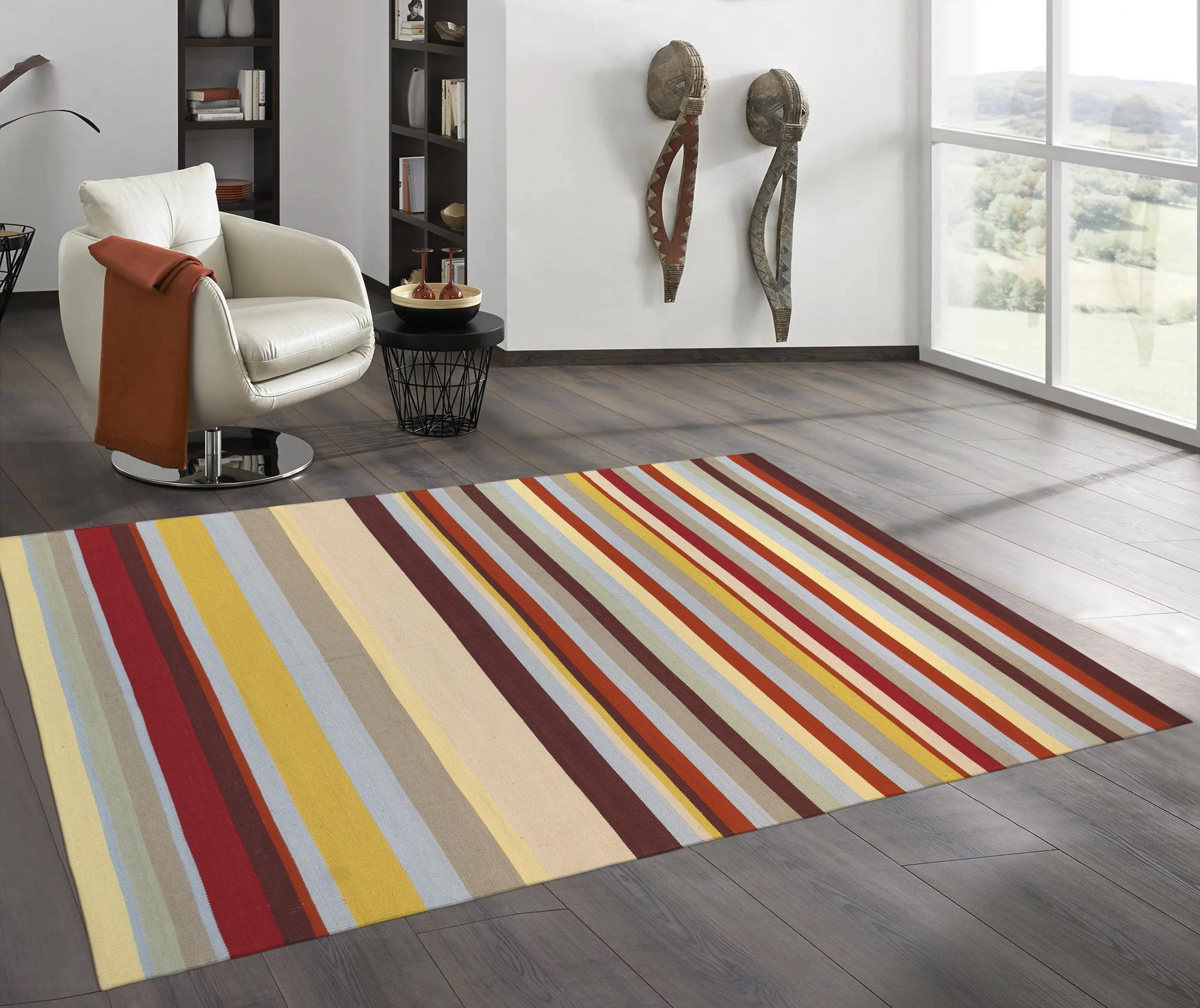 Anatolian Collection Flatweave Premium Cotton Area Rug- 5' 0" X  8' 0"