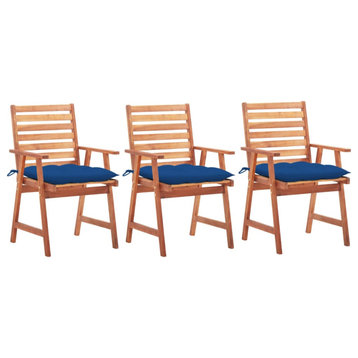 vidaXL Outdoor Dining Chairs, Set of 3, With Cushions Solid Acacia Wood
