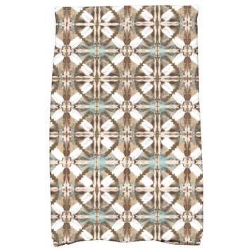 Beach Tile, Geometric Print Hand Towel, Brown