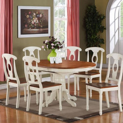 Kenley oval table + 6 Kenley wood chairs in buttermilk cherry SKU# K7-WHI-W - Dining Sets