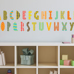 Sunny Decals - Modern Alphabet Fabric Wall Decals in Rainbow - These beautiful modern looking alphabet wall decals are made from a high quality fabric material that is reusable and repositionable. These alphabet wall decals are adorned with beautiful patterns and are available in four different color options: