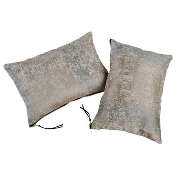 Jacquard Chenille Big Zipper Pillow Cover Set, Taupe / Khaki, 2 Piece, 14"x26"