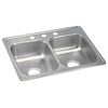 D225193 Dayton Stainless Steel 25" x 19" Double Bowl Drop-in Sink, 3 Holes