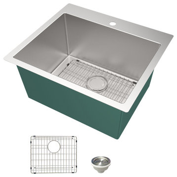 Transolid Dual-Mount Utility Sink Kit, Brushed Stainless, Sink, Bottom Grid and