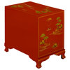 Chinoiserie Scenery Design Lamp Table, Red