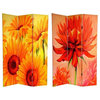 6' Tall Double Sided Poppies and Sunflowers Canvas Room Divider