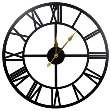 Kiera Grace Round Antique Lee Decorative Metal Wall Clock, 23.5"x23.5"