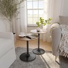 Remy Solid Wood and Iron Modern Pedestal Accent Tables (Set of 2), Gunmetal