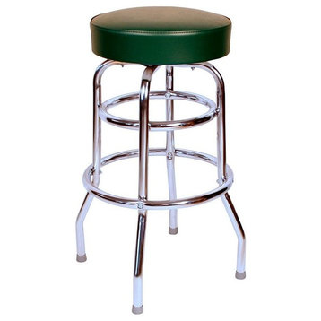 Double Rung Backless Swivel Barstool, Green