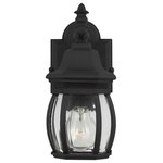 Sea Gull Lighting - Sea Gull Wynfield Small 1-LT Outdoor Wall Lantern, Black/Clear/Clear - The Sea Gull Collection Wynfield one light outdoor wall fixture in black enhances the beauty of your property, makes your home safer and more secure, and increases the number of pleasurable hours you spend outdoors. The Wynfield collection by Sea Gull Collection complements classical home designs with its soft curves and colonial accents. A Black Powder coat finish over a durable cast aluminum body adds dependable quality to an enduring style. Either Frosted glass or Clear Beveled glass give the fixtures distinct appeal. The assortment includes small, medium and large one-light outdoor wall lanterns, a two-light outdoor wall lantern, a two-light, outdoor post lantern and a two-light outdoor ceiling flush mount. The fixtures with Frosted glass are also available in an ENERGY STAR-qualified LED version, and the one-light fixtures with Clear Beveled glass can easily convert to LED by purchasing LED replacement lamps sold separately.
