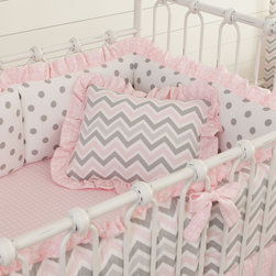 Pink and Gray Chevron Decorative Pillow - Nursery Decor
