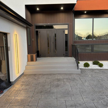 Dekton 0163 Ardesia Nero double doors with two sidelites and transom