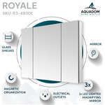 AQUADOM - Royale Medicine Cabinet with Electrical Outlets, LED Magnifying Mirror 48"x30" - AQUADOM Royale Triple Door Medicine Cabinet