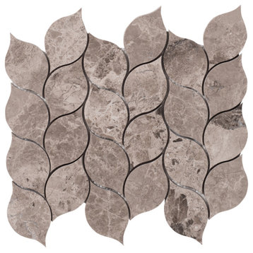 Silver Shadow Marble Leaf Design on 12" x 12" Mesh Mosaic Tile - 10 boxes