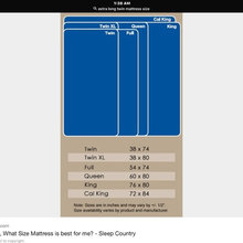 Bed Size Chart